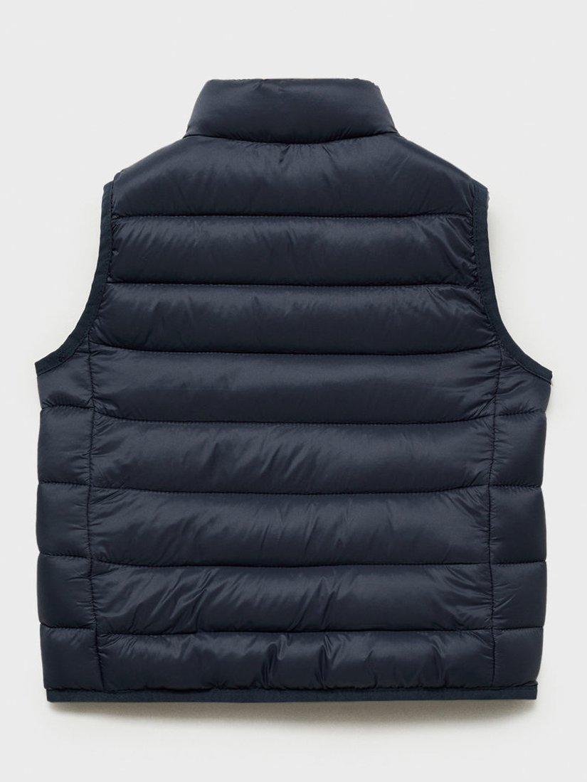 Product image 4 of 6, which shows Mango Kids' Alvarito Quilted Gilet, Navy, 9-18 months