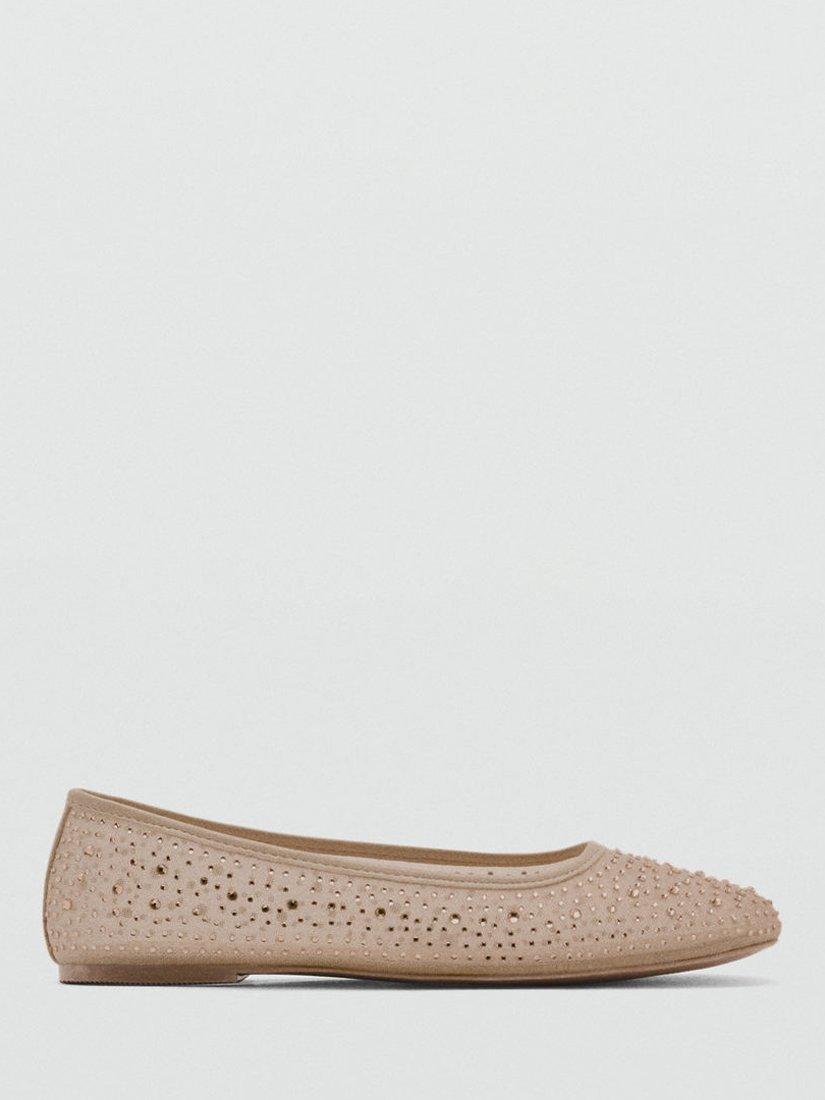 Product image 1 of 4, which shows Mango Kids' Shiny Ballerina Flat Shoes, Light Pastel Pink, 1