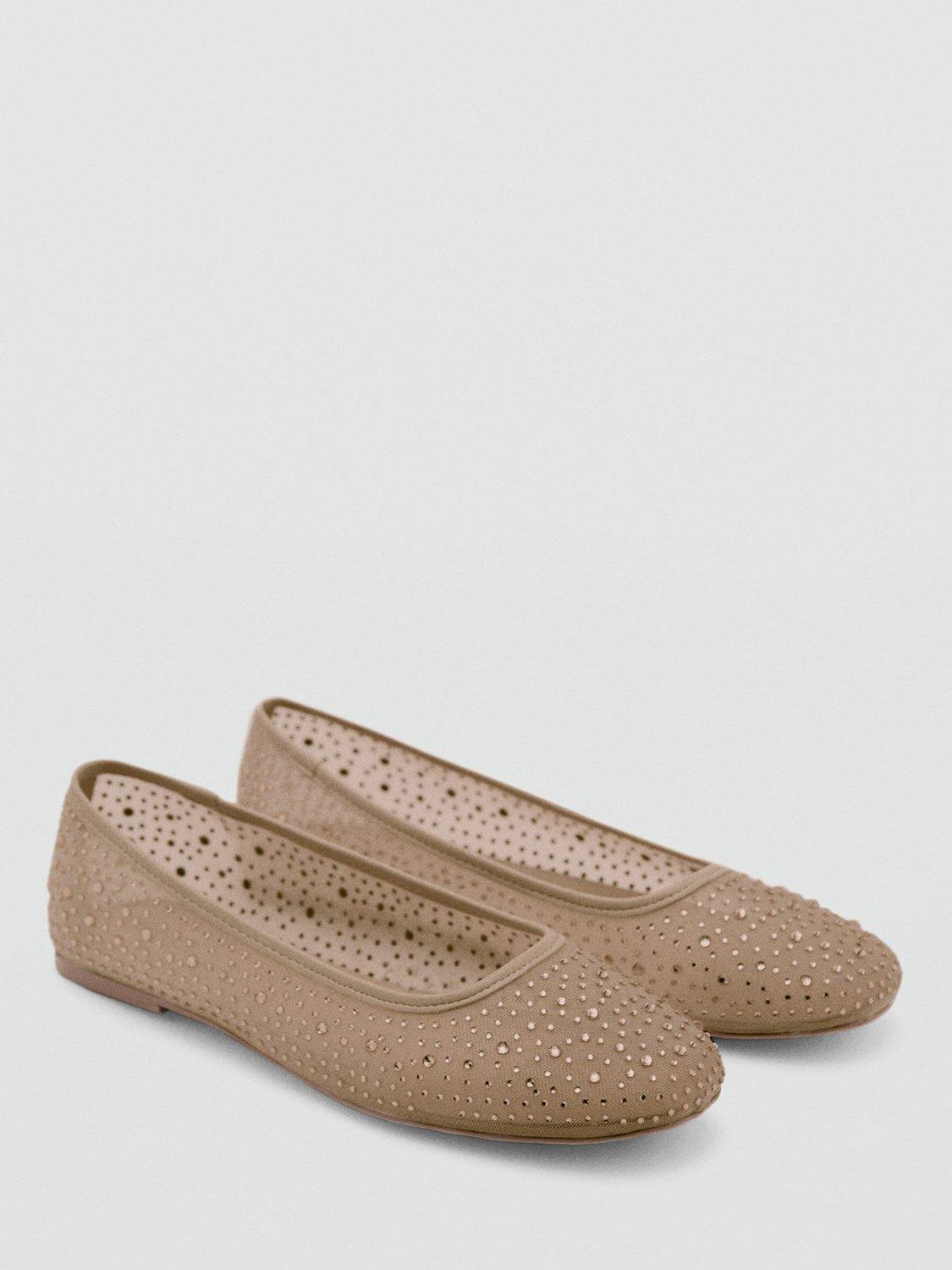 Product image 2 of 4, which shows Mango Kids' Shiny Ballerina Flat Shoes, Light Pastel Pink, 1