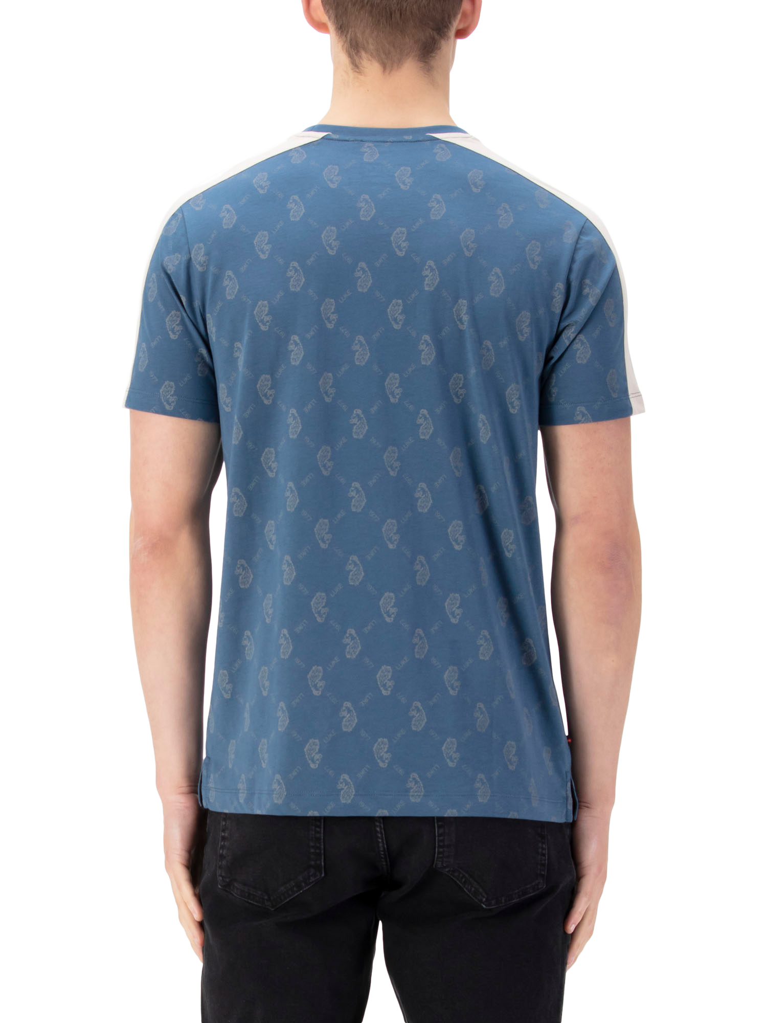 Product image 2 of 6, which shows LUKE 1977 Ramos Cotton Regular Fit Short Sleeve Logo T-Shirt, Denim Blue, XS