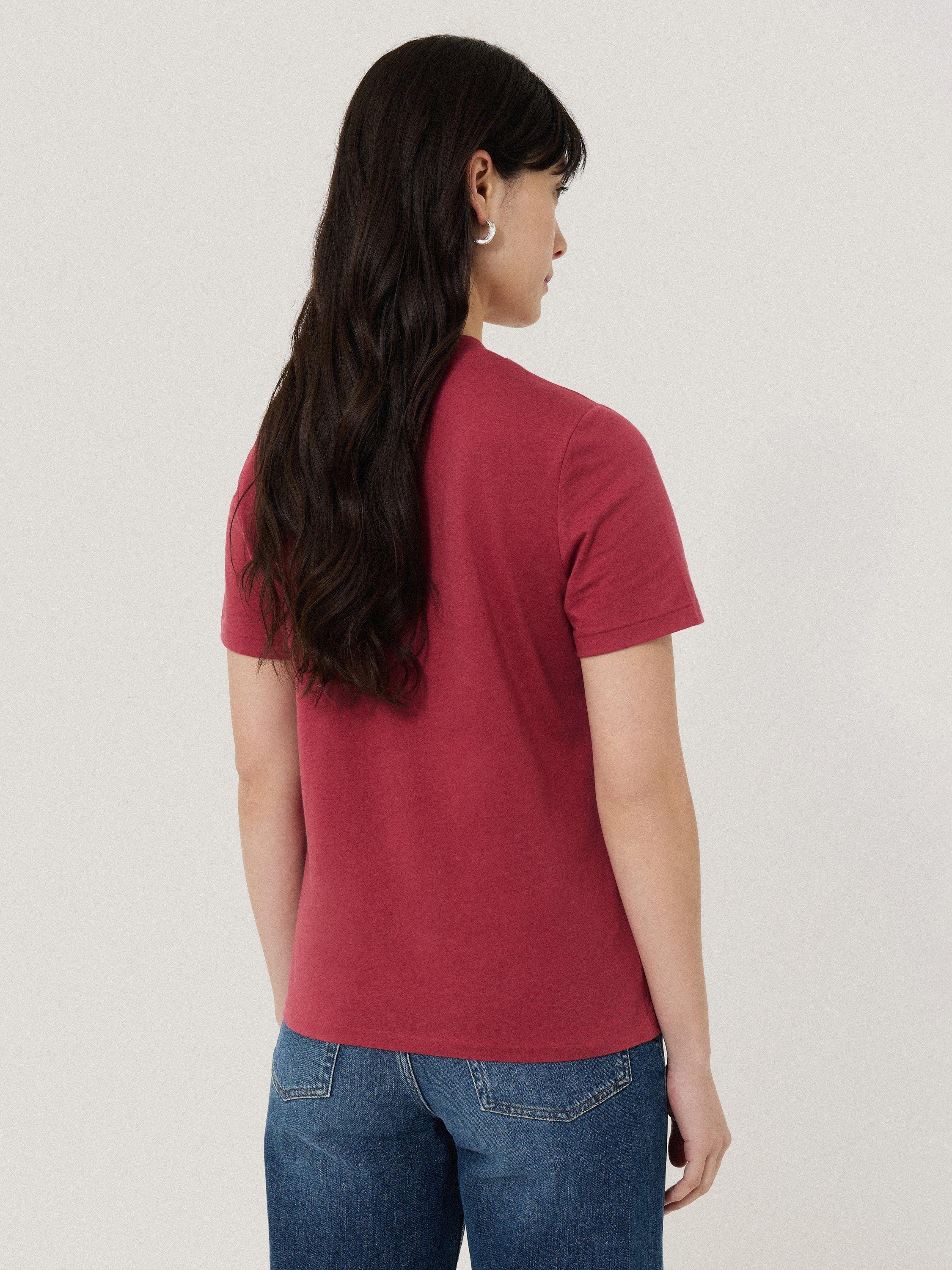 Product image 2 of 4, which shows Jigsaw Supima Cotton Crew Neck T-Shirt, Deep Rose, XS