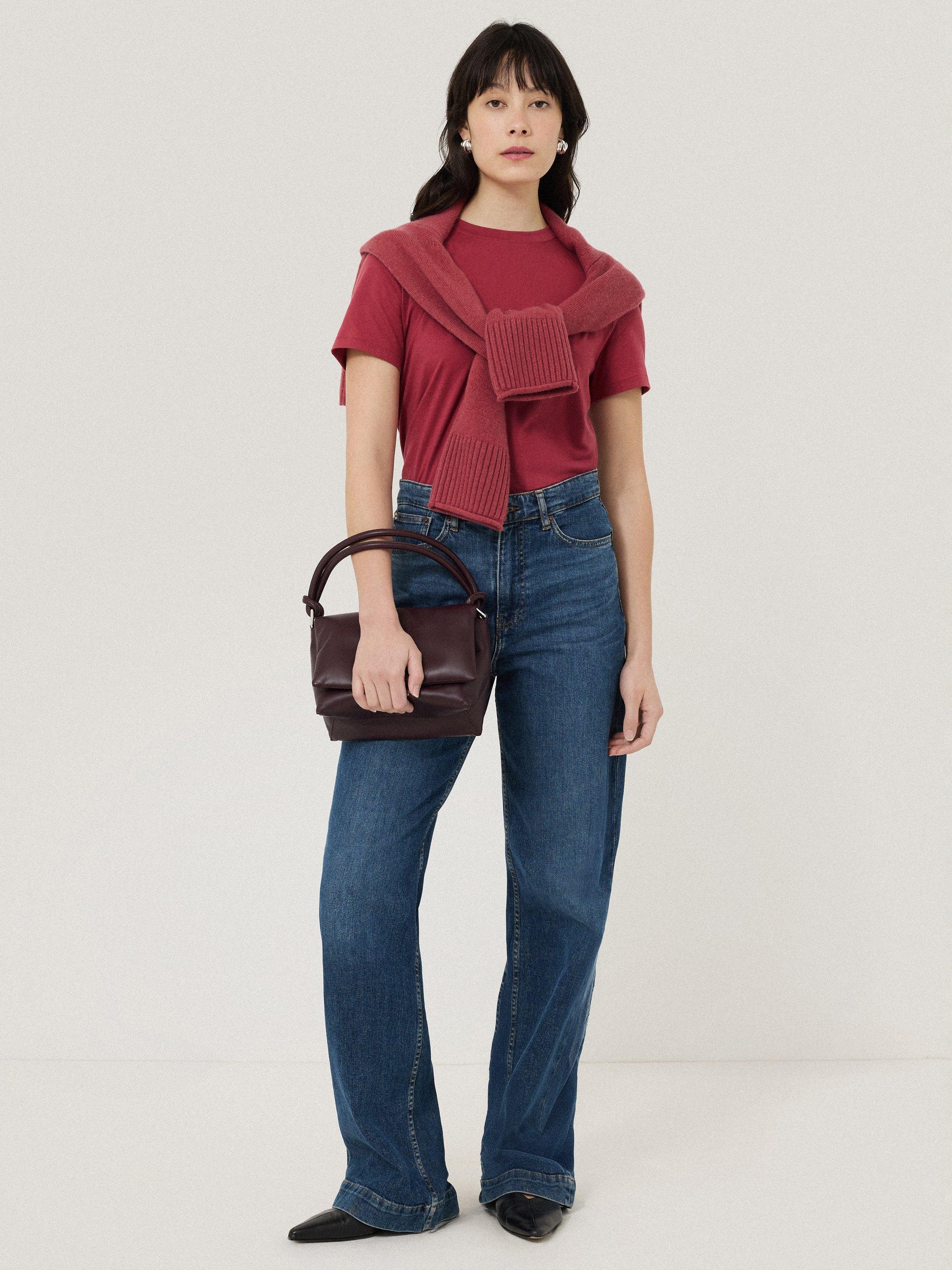 Product image 3 of 4, which shows Jigsaw Supima Cotton Crew Neck T-Shirt, Deep Rose, XS