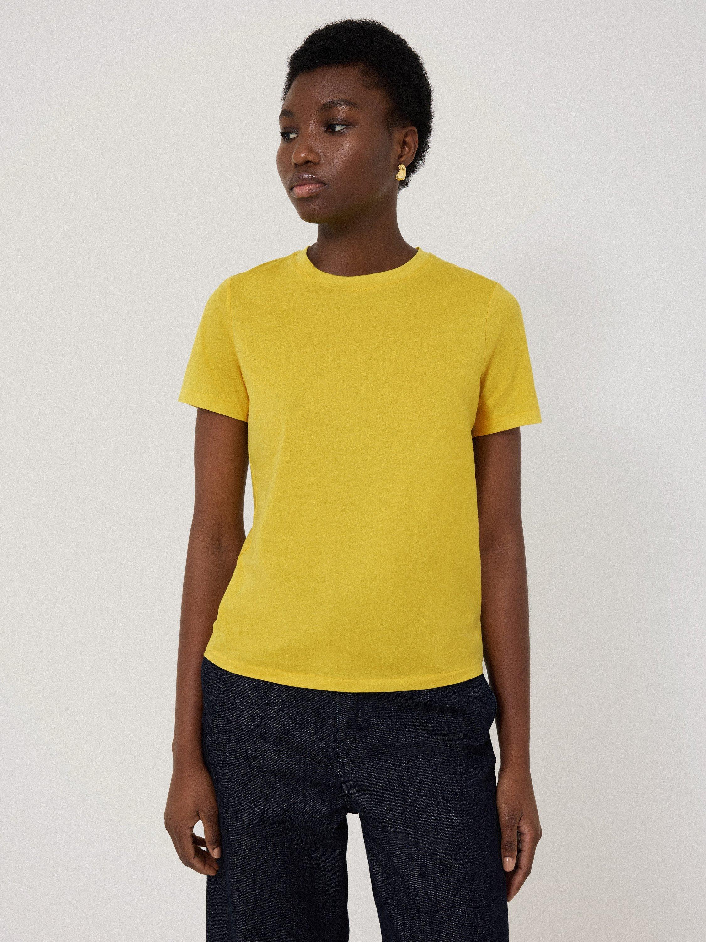 Product image 1 of 4, which shows Jigsaw Supima Cotton Crew Neck T-Shirt, Yellow, M