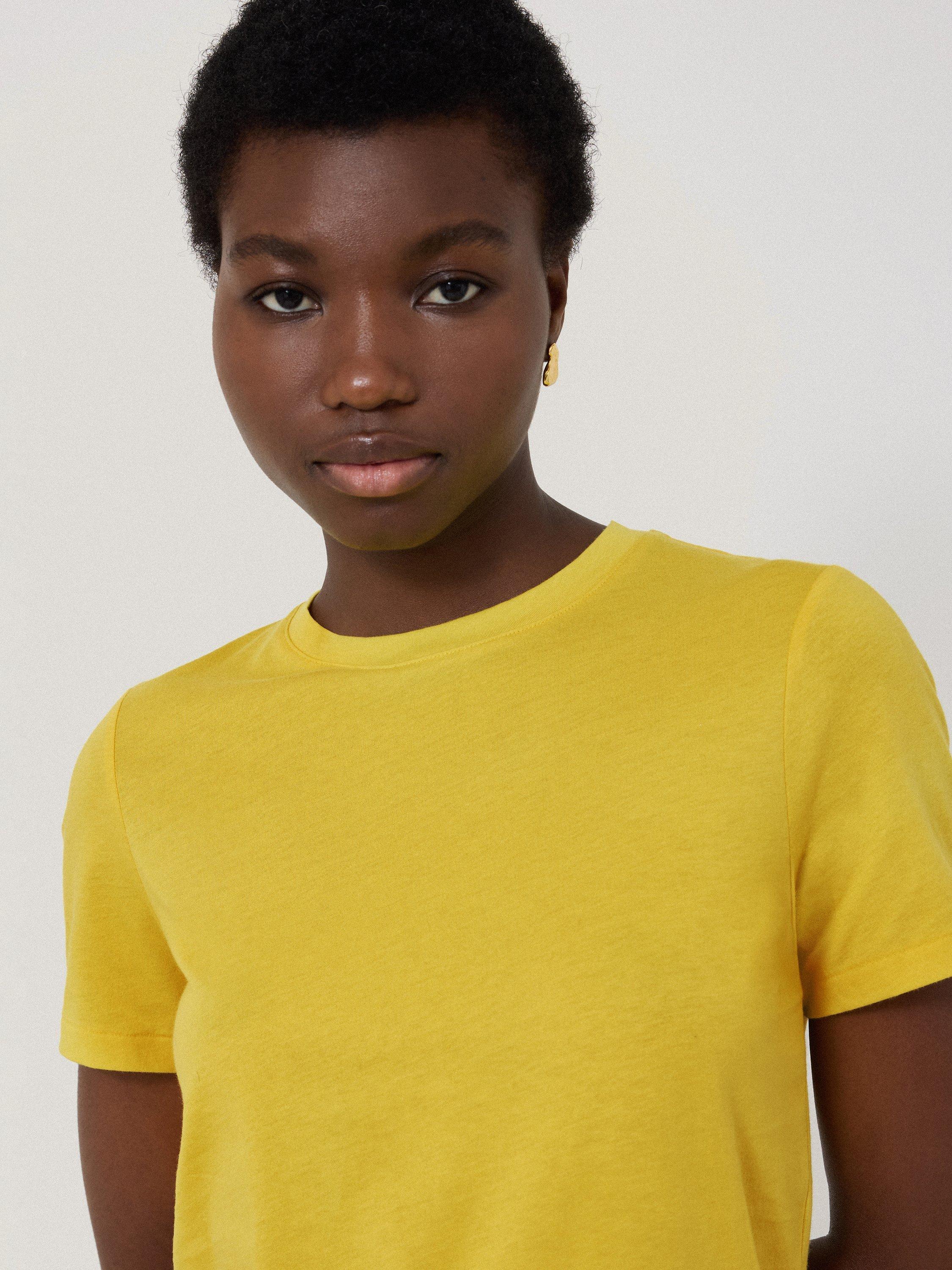 Product image 3 of 4, which shows Jigsaw Supima Cotton Crew Neck T-Shirt, Yellow, M
