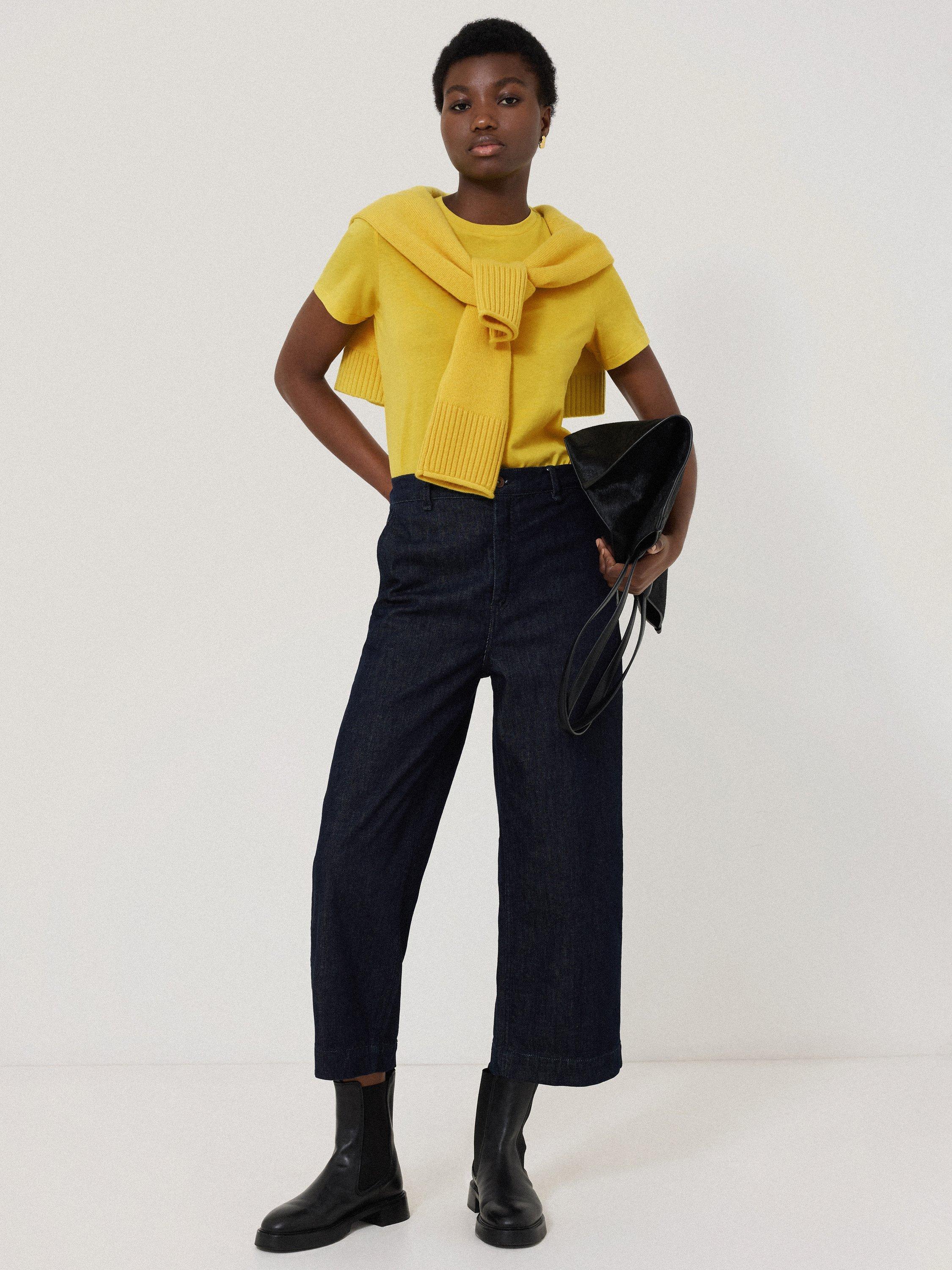 Product image 4 of 4, which shows Jigsaw Supima Cotton Crew Neck T-Shirt, Yellow, M