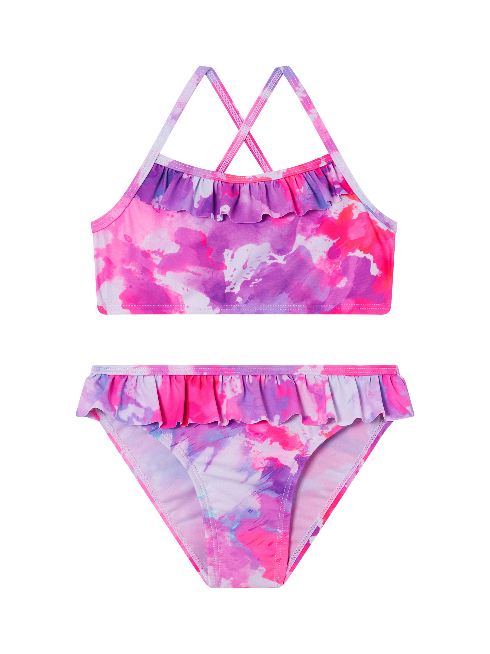 Product image 1 of 2, which shows Angels by Accessorize Kids' Tie Dye Bikini Set, Brights Multi, 3-4 years