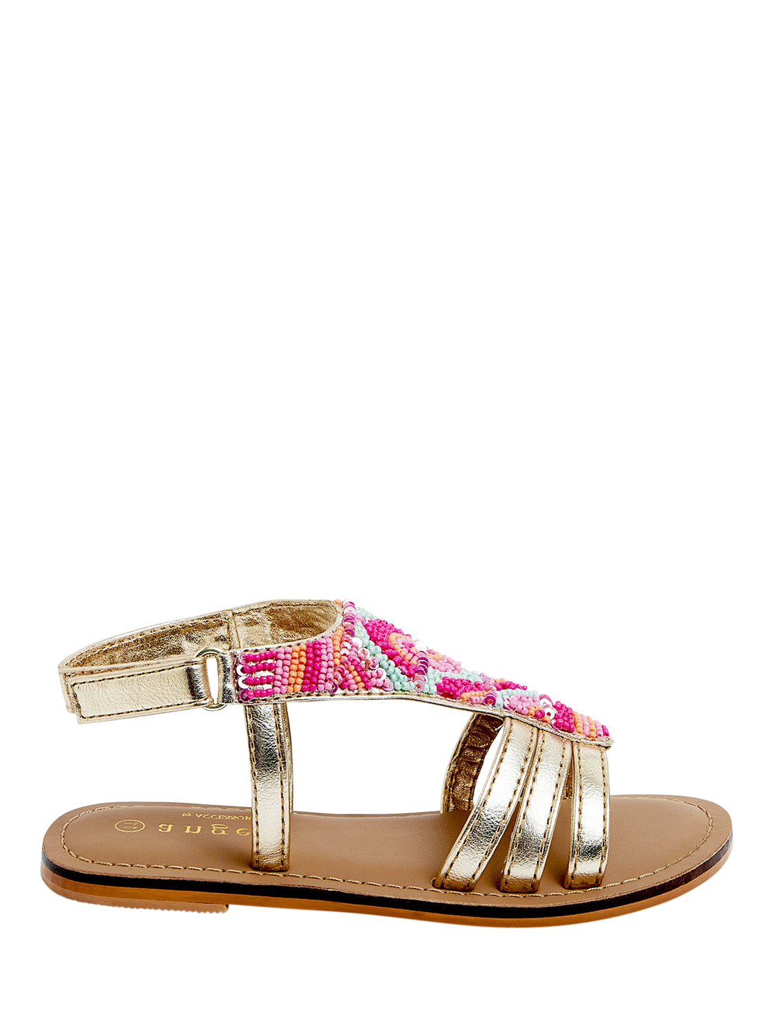 Product image 1 of 3, which shows Angels by Accessorize Kids' Beaded Gladiator Sandals, Brights Multi, 7 Jnr