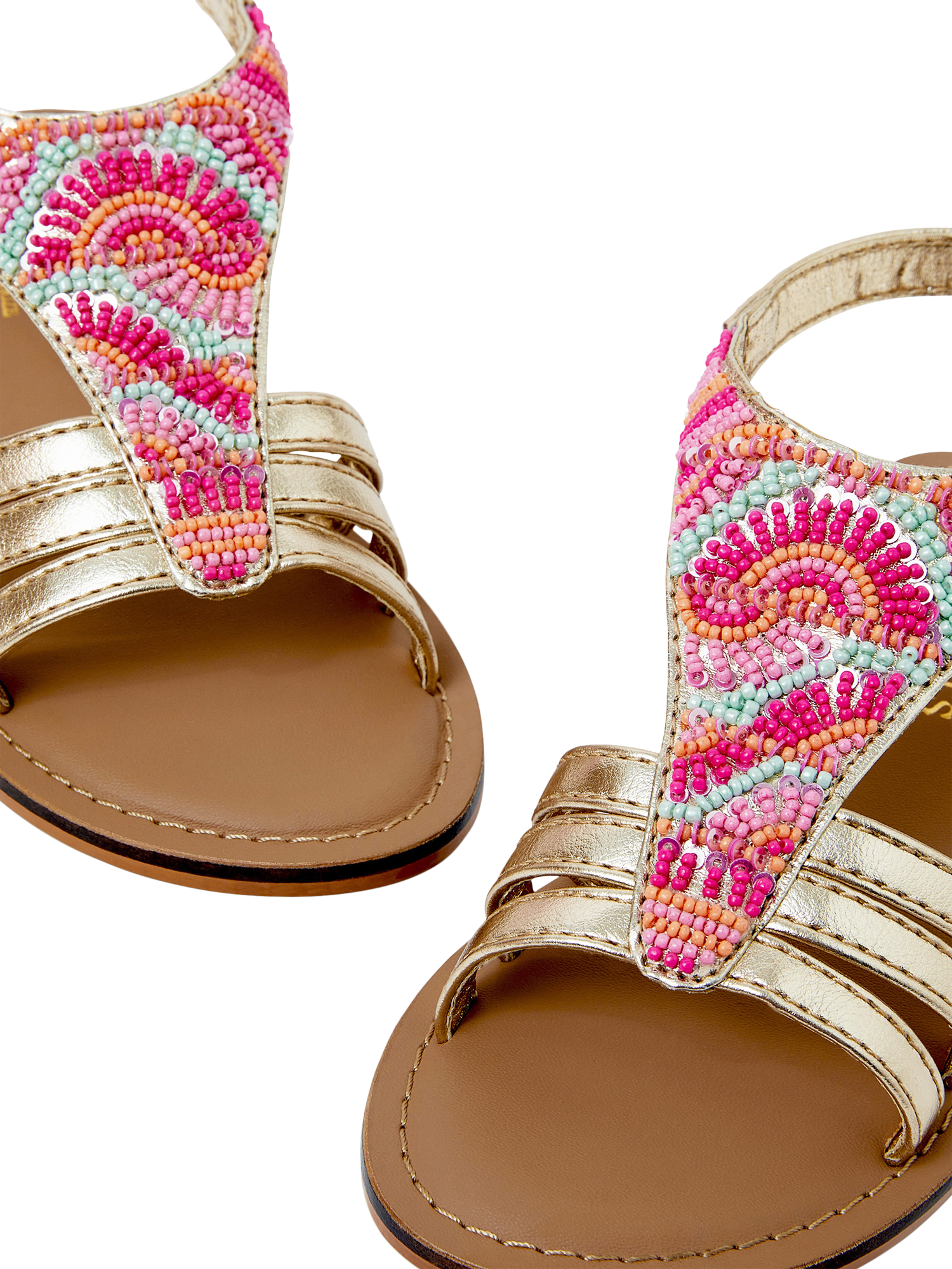 Product image 3 of 3, which shows Angels by Accessorize Kids' Beaded Gladiator Sandals, Brights Multi, 7 Jnr