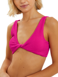 Accessorize Twist Front Crinkle Bikini Top, Pink
