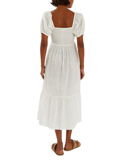Accessorize Embroidered Puff Sleeve Midi Dress, White - view 2, White