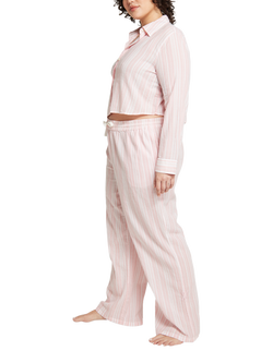 Nudea Cropped Long Sleeve Pyjama Shirt, Pink - view 2, Pink