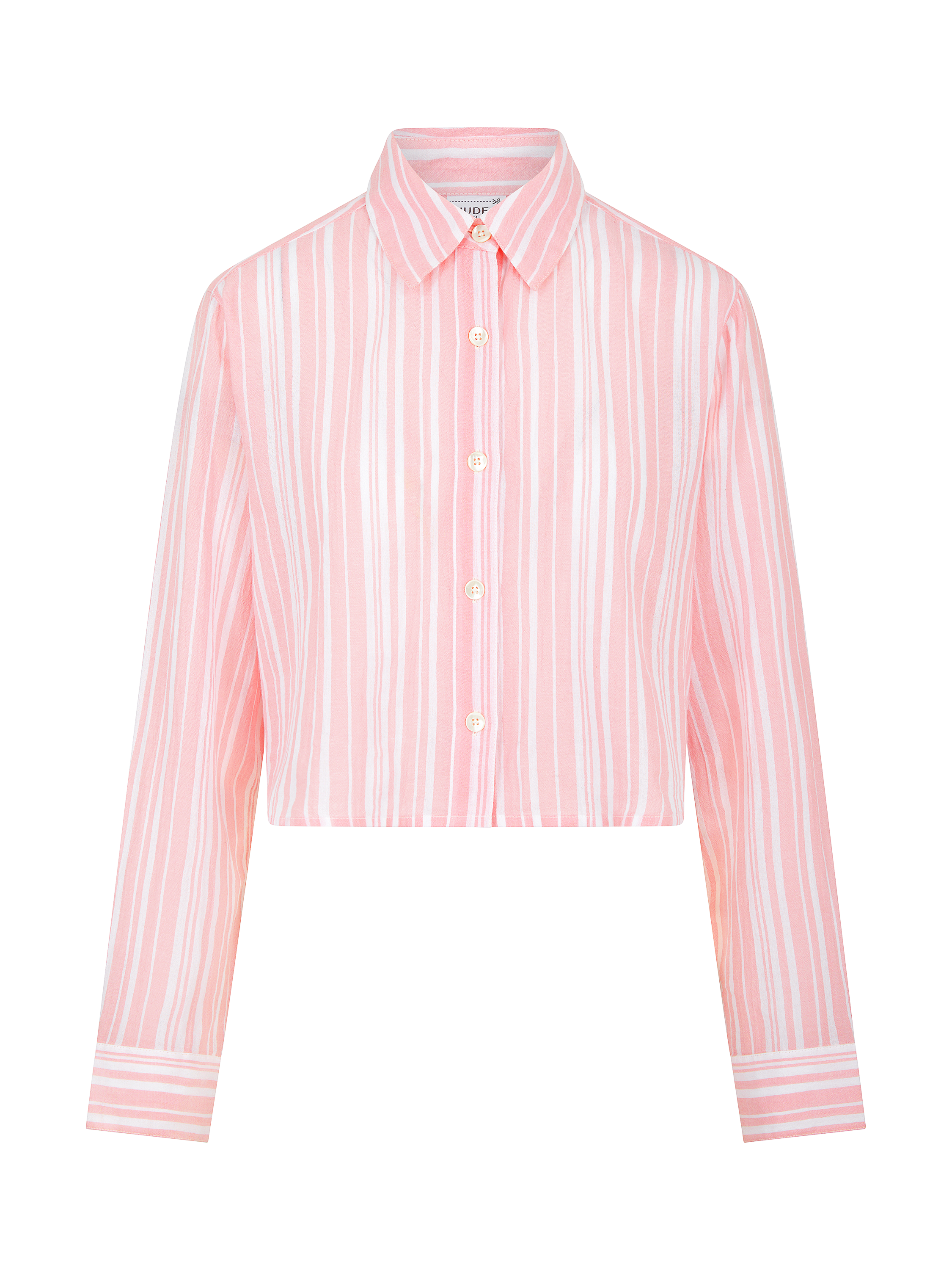 Product image 5 of 5, which shows Nudea Cropped Long Sleeve Pyjama Shirt, Pink, XS
