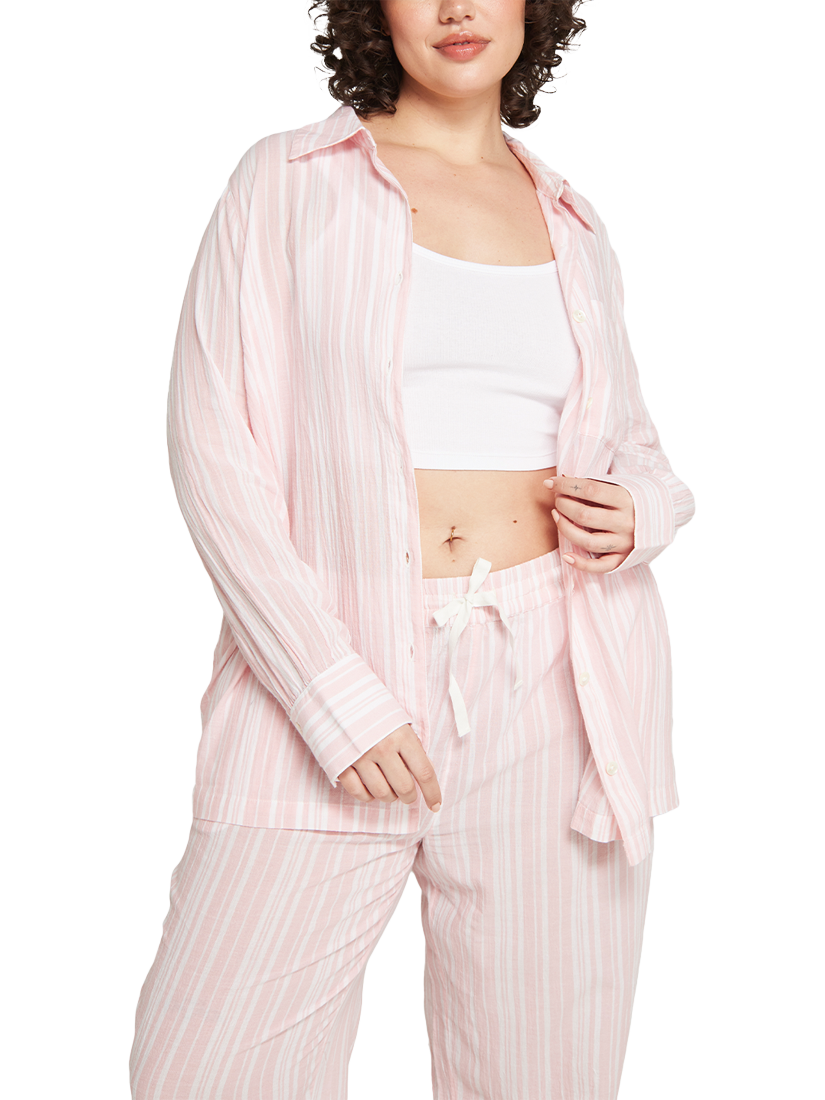 Product image 1 of 4, which shows Nudea The PJ Nightshirt, Pink/White, XS