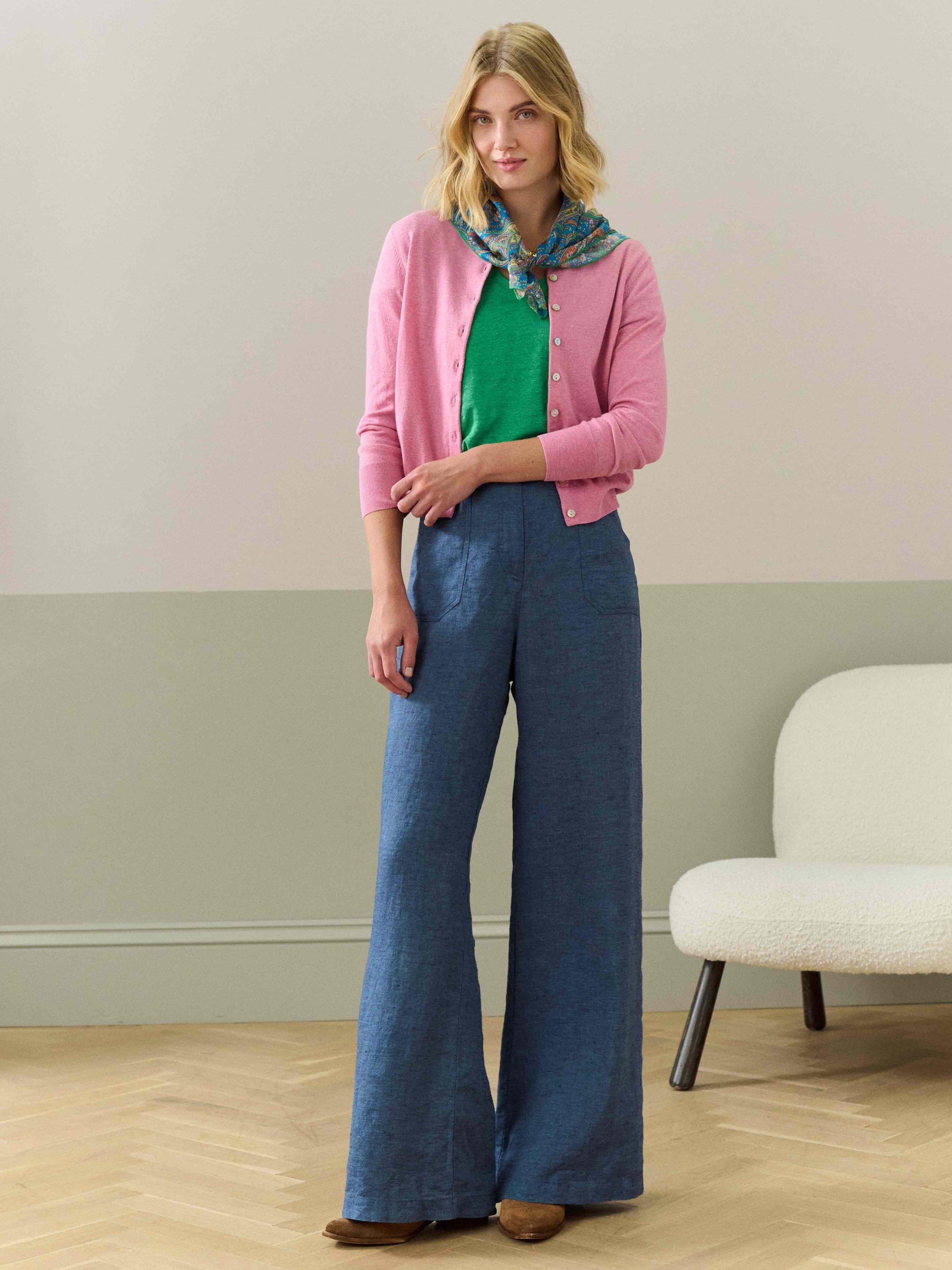 Product image 3 of 5, which shows Brora Cotton Knit Cardigan, Peony, 8