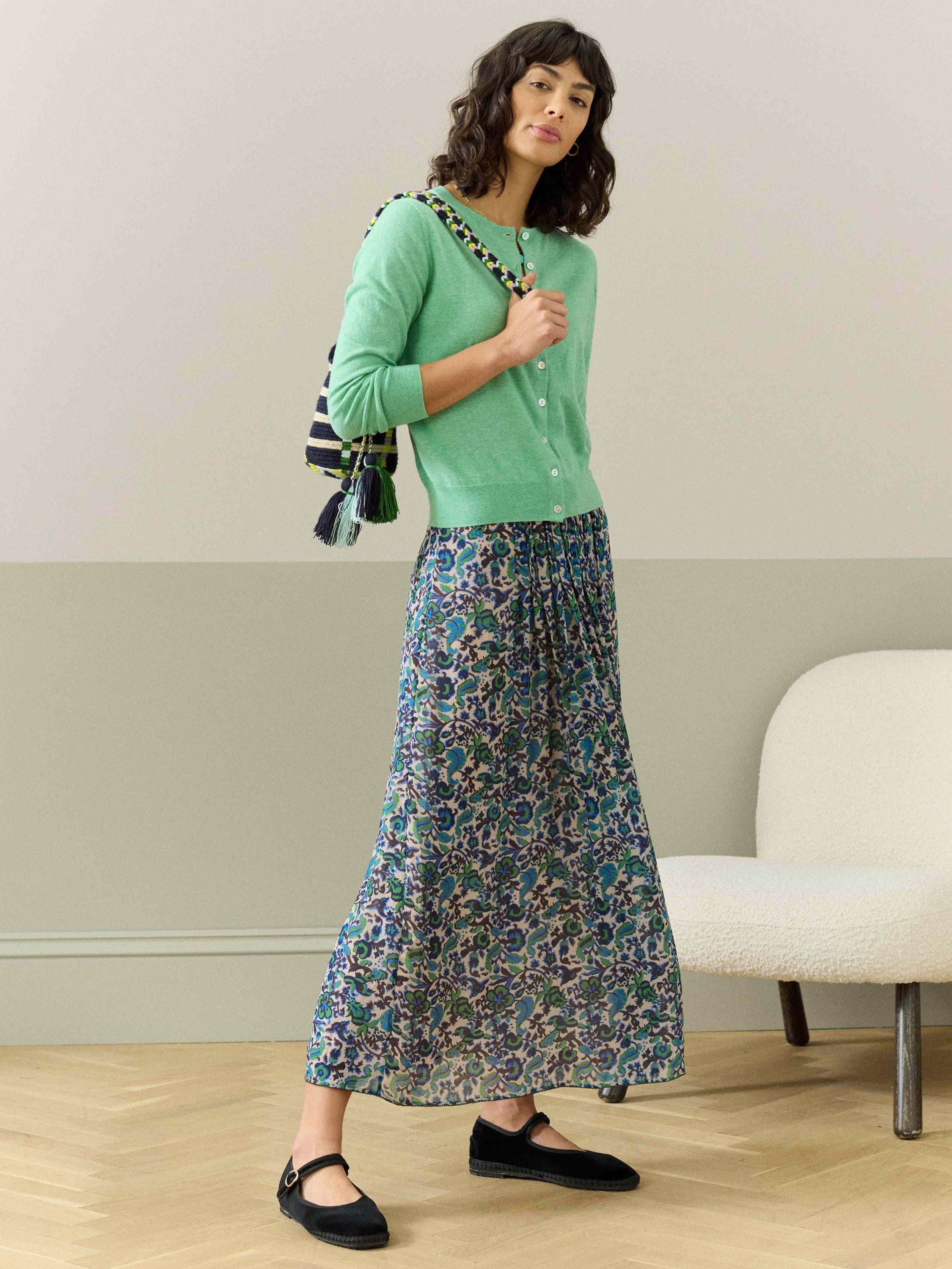 Product image 1 of 5, which shows Brora Silk Pleated Maxi Skirt, Multi, 6