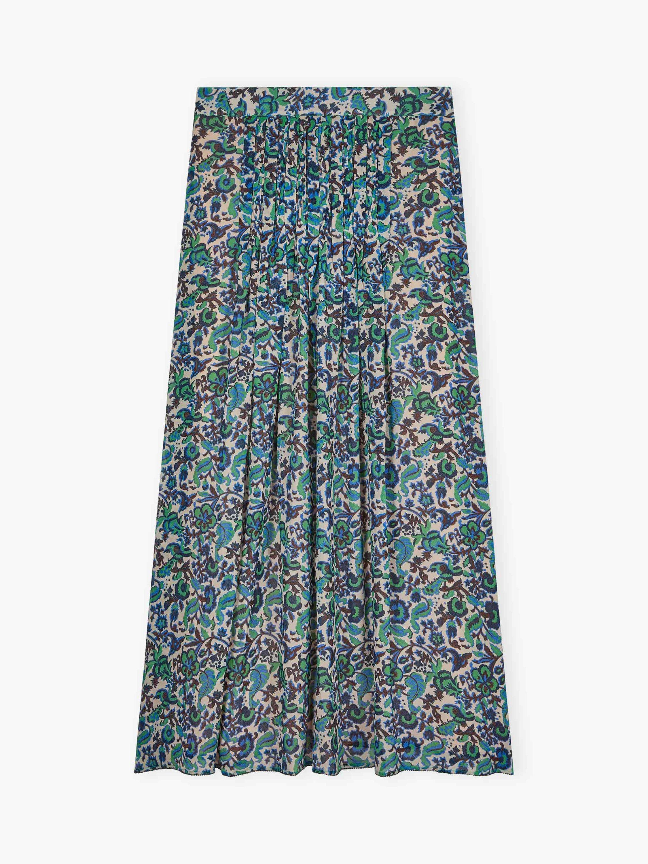 Product image 5 of 5, which shows Brora Silk Pleated Maxi Skirt, Multi, 6