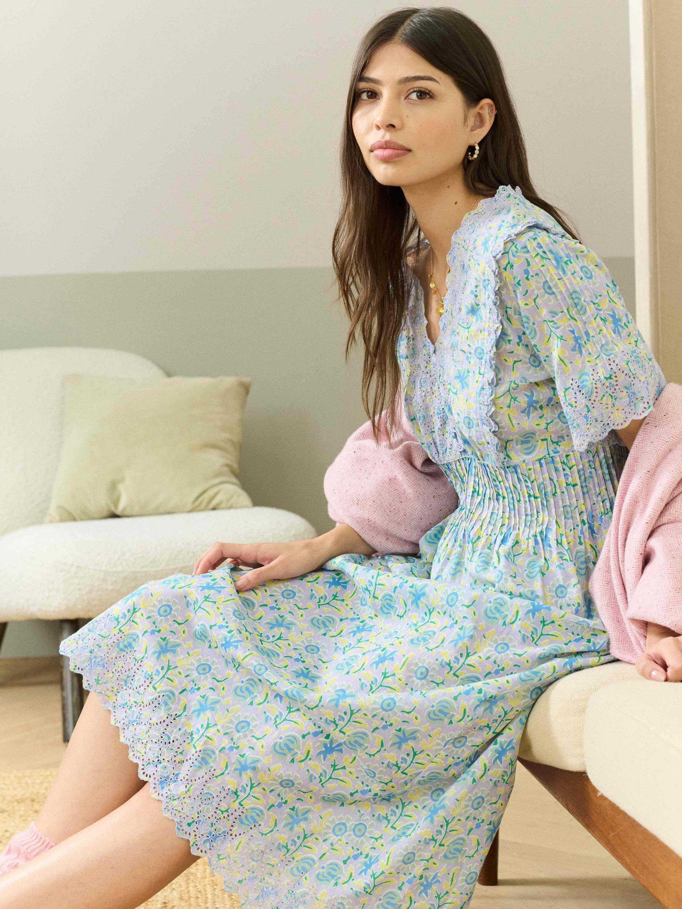 Brora Organic Cotton Botanical Print Nightie, Multi