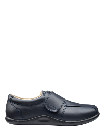 Hotter Unwind Leather Moccasin Slippers, Navy