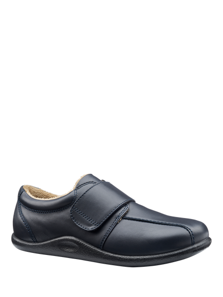 Hotter Unwind Leather Moccasin Slippers - view 2, Navy