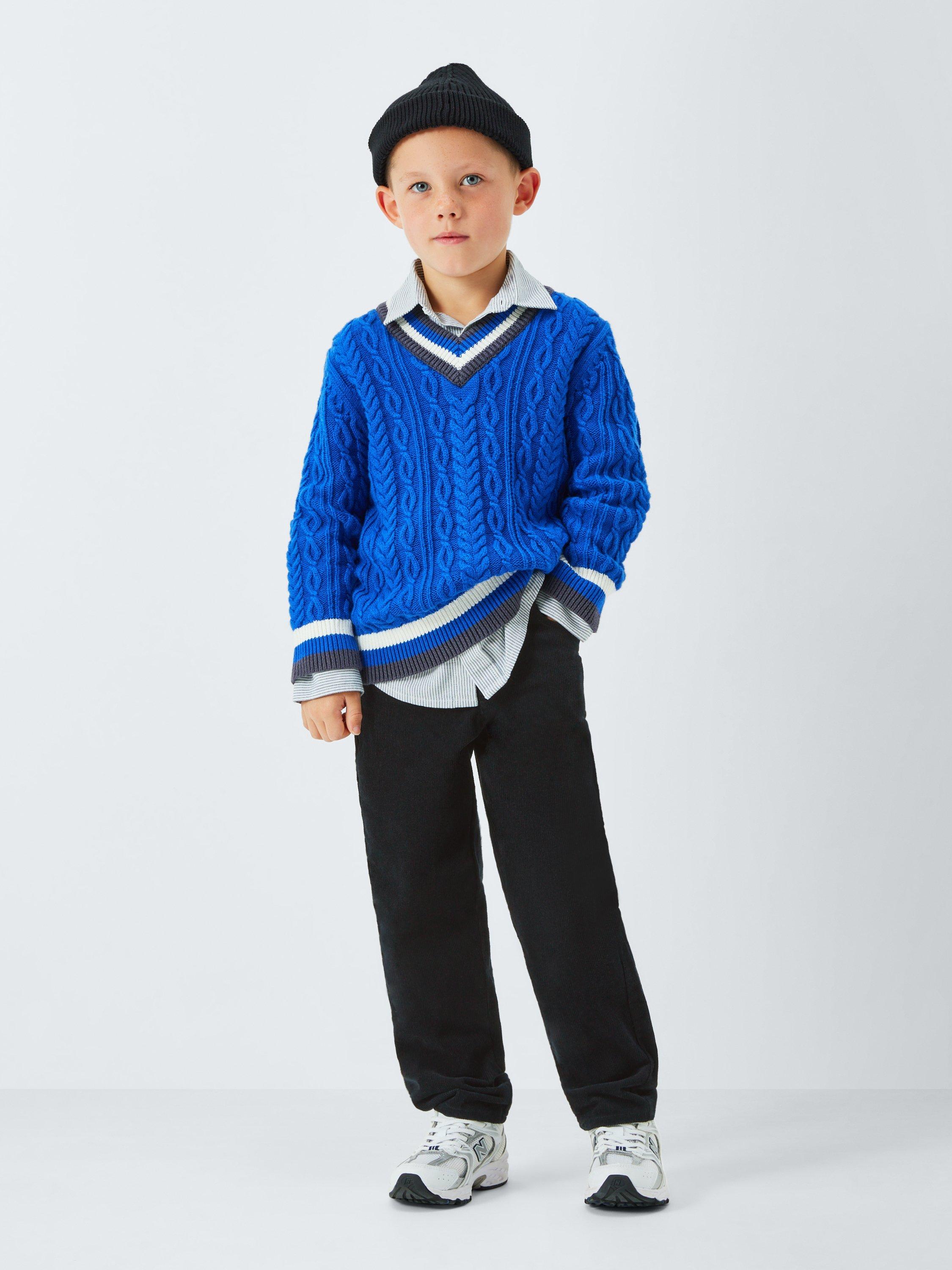 Product image 2 of 7, which shows John Lewis Kids' Five Pocket Corduroy Trousers, Black, 3 years