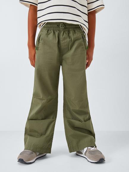 John Lewis Kids' Wide Leg Parachute Trousers, Khaki, Khaki