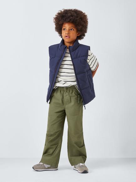 John Lewis Kids' Wide Leg Parachute Trousers, Khaki - view 2, Khaki