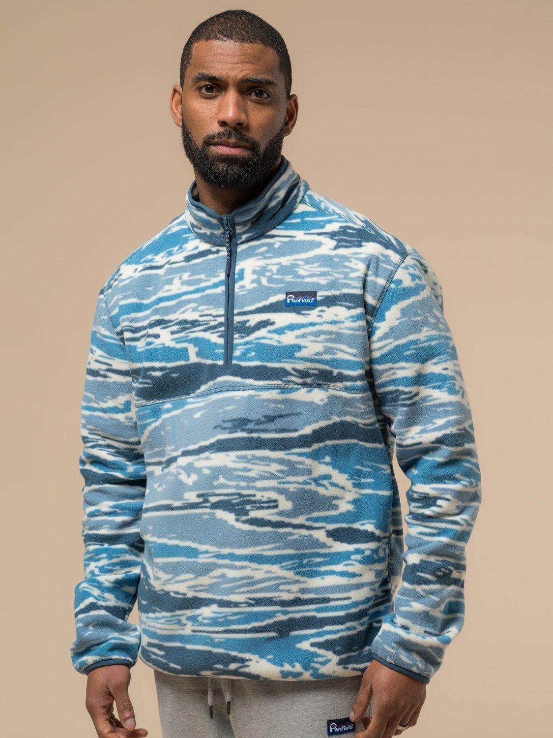 Product image 1 of 9, which shows Penfield Abstract Print Jacquard Microfleece Jumper, Blue Fusion, S