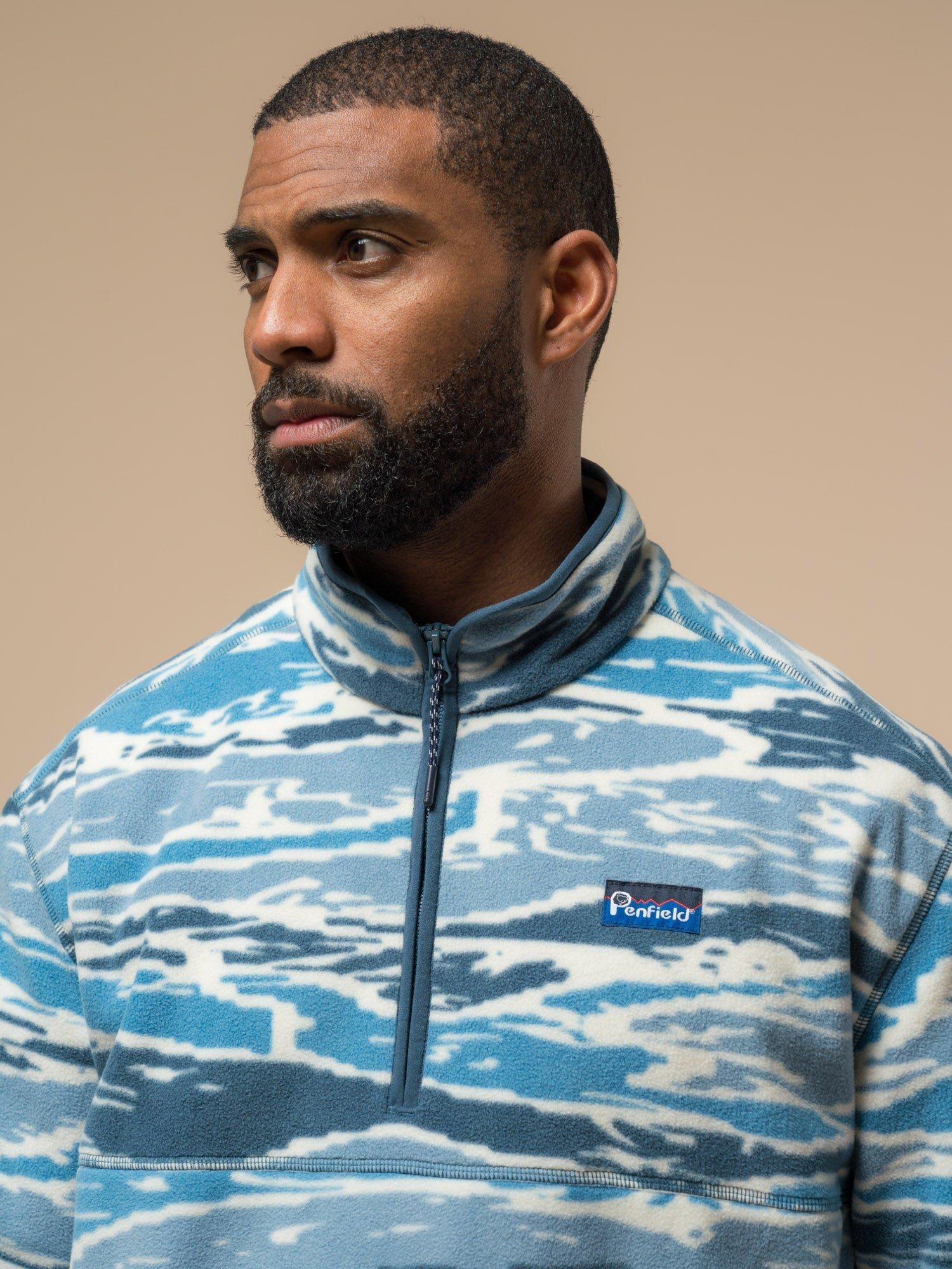 Product image 2 of 9, which shows Penfield Abstract Print Jacquard Microfleece Jumper, Blue Fusion, S