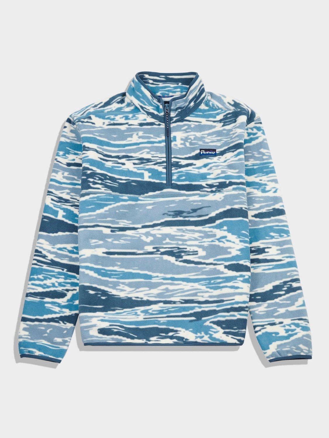 Product image 5 of 9, which shows Penfield Abstract Print Jacquard Microfleece Jumper, Blue Fusion, S