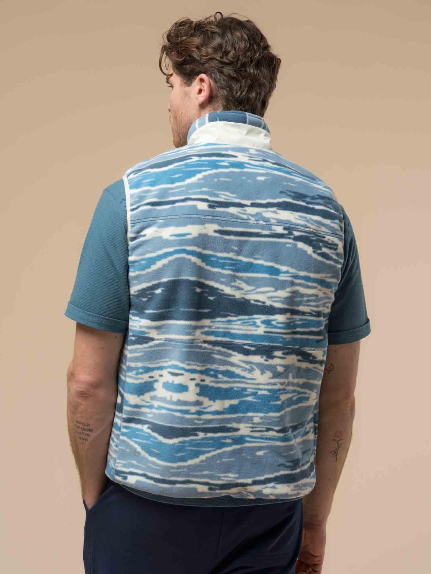 Product image 4 of 11, which shows Penfield Abstract Print Jacquard Fleece Vest, Blue Fusion, S