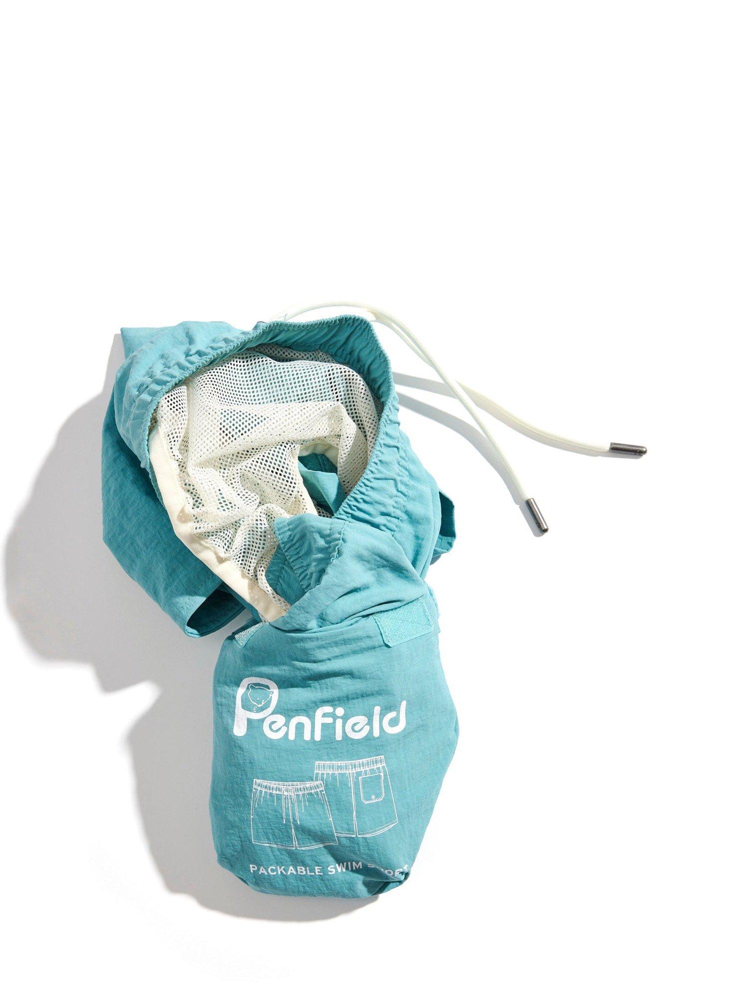 Product image 9 of 10, which shows Penfield Packable Swim Shorts, Dusty Turquoise, S