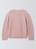 John Lewis Heirloom Collection Kids' Embroidered Cable Knit Cardigan With Cashmere, Pink