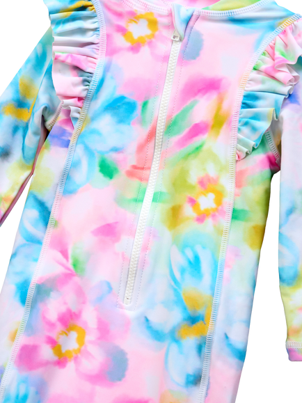 Angel & Rocket Baby Sun-Safe Floral Long Sleeve Swimsuit, Multi - view 2, Multi
