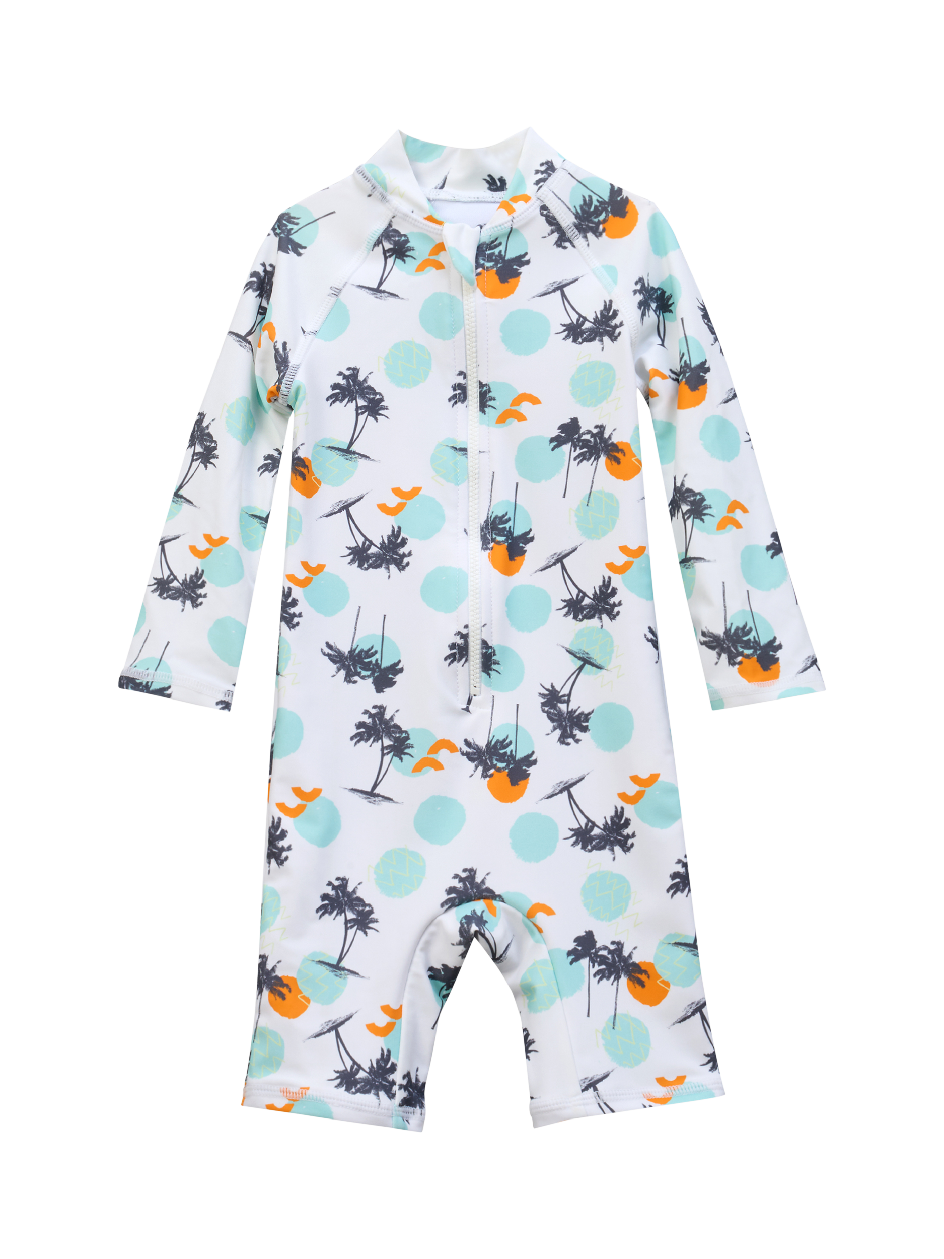 Product image 1 of 4, which shows Angel & Rocket Baby Brody Sun-Safe Print Swimsuit, Multi, 3-6 months