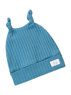 Angel & Rocket Baby Cotton Rib Sleepsuit & Hat Set, Blue - view 2, Blue