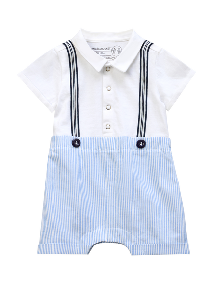 Angel & Rocket Baby Jersey All-In-One Shortie, Blue/Multi, Blue/Multi