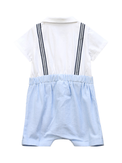 Angel & Rocket Baby Jersey All-In-One Shortie, Blue/Multi - view 2, Blue/Multi