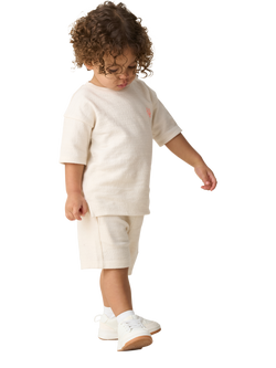 Angel & Rocket Kids' Textured Slub Top and Shorts Set, Stone, Stone