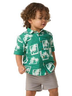 Angel & Rocket Baby Palm Print Shirt, Green/White, Green/White