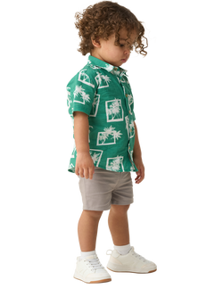 Angel & Rocket Baby Palm Print Shirt, Green/White - view 2, Green/White