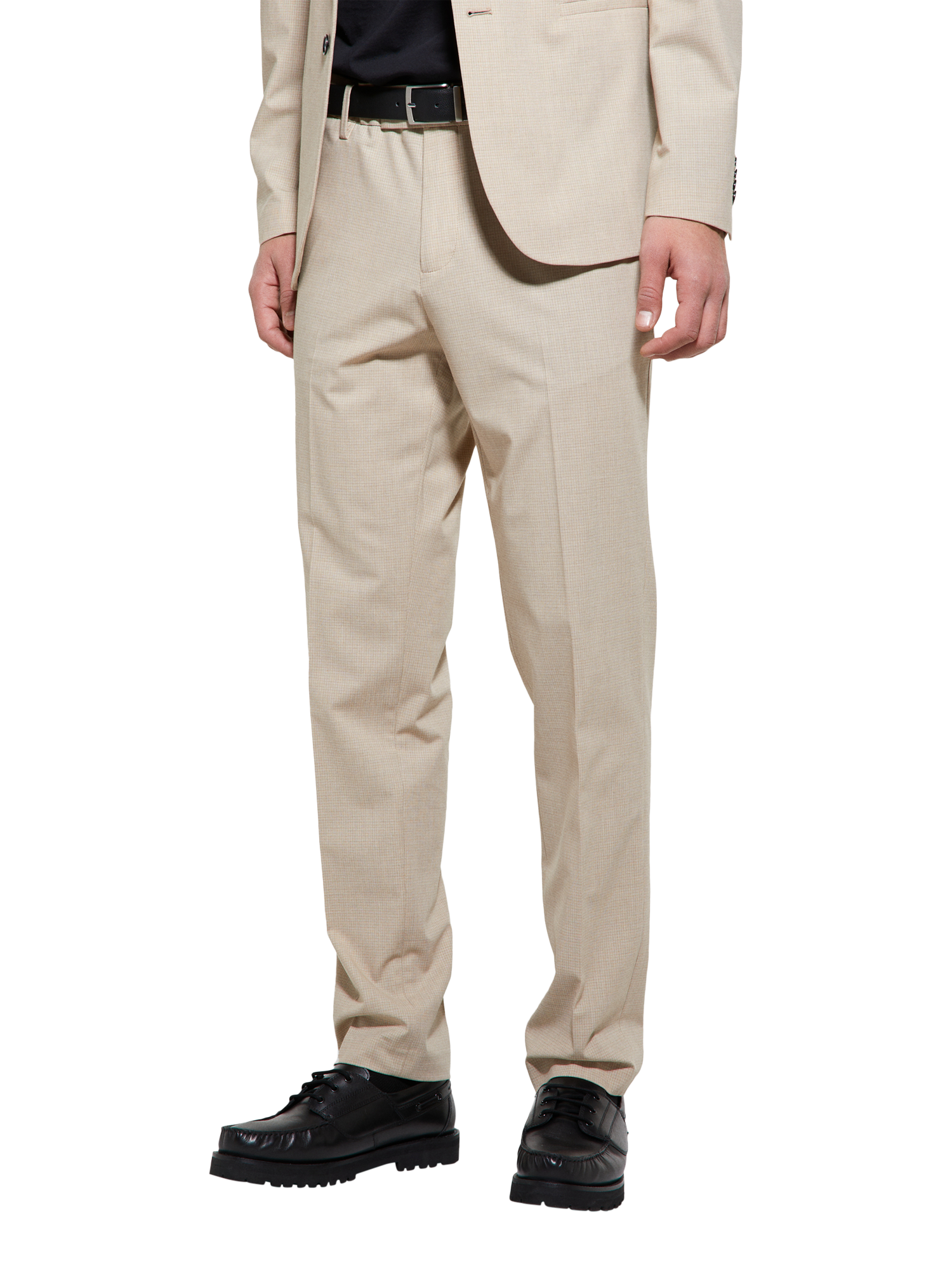 Product image 1 of 3, which shows SISLEY Slim Comfort Fit Tailored Trousers, Beige, 34