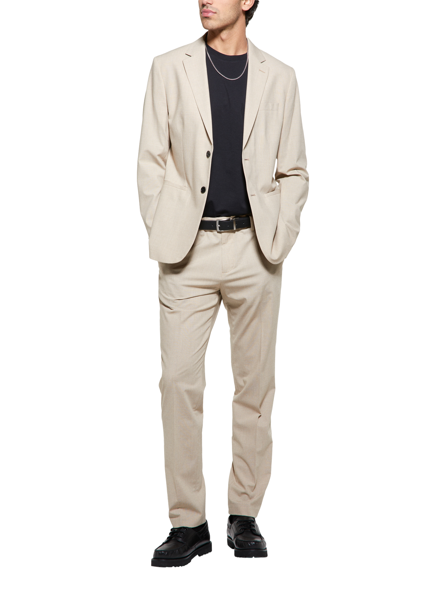 Product image 3 of 3, which shows SISLEY Slim Comfort Fit Tailored Trousers, Beige, 34