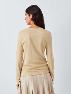 John Lewis Organic Cotton Long Sleeve Crew Neck T-Shirt - view 2, Sand
