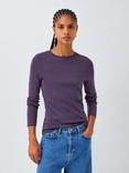 John Lewis Organic Cotton Long Sleeve Crew Neck T-Shirt, Purple