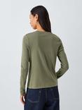 John Lewis Organic Cotton Long Sleeve Crew Neck T-Shirt, Lichen Green