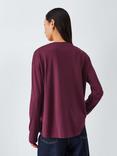 John Lewis Oversized Fit Organic Cotton Long Sleeve T-Shirt, Burgundy