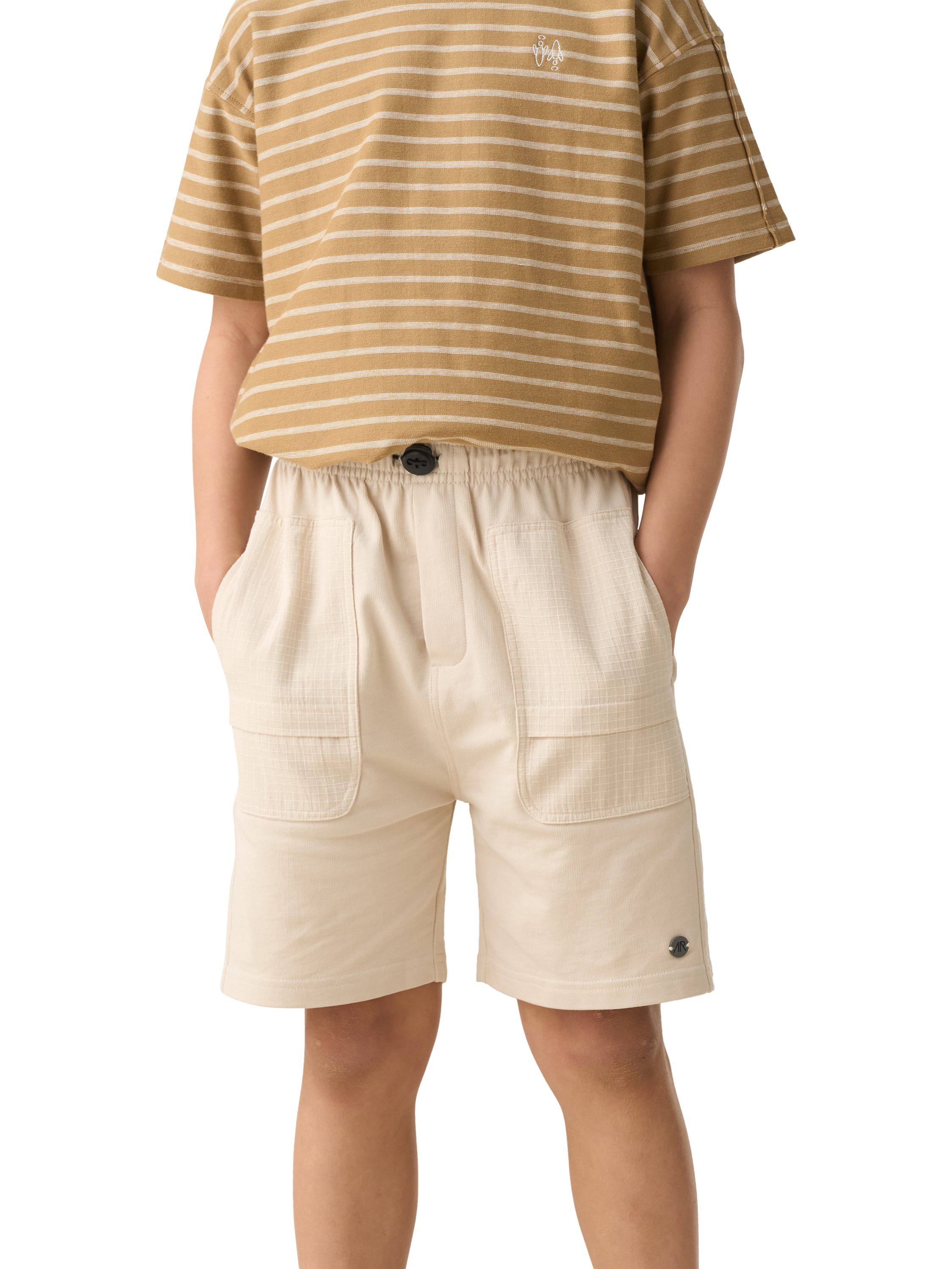 Product image 3 of 7, which shows Angel & Rocket Kids' Brody Bermuda Shorts, Stone, 3-4 years