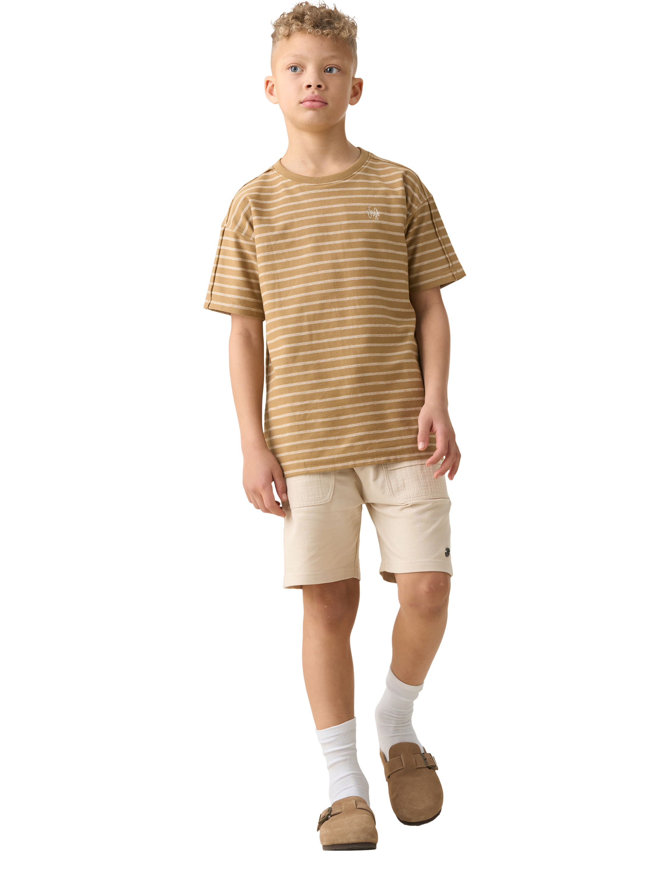 Product image 4 of 7, which shows Angel & Rocket Kids' Brody Bermuda Shorts, Stone, 3-4 years