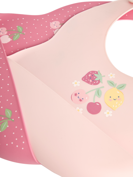 JoJo Maman Bébé Silicone Cherry Bib, Pack of 2, Pink - view 2, Pink