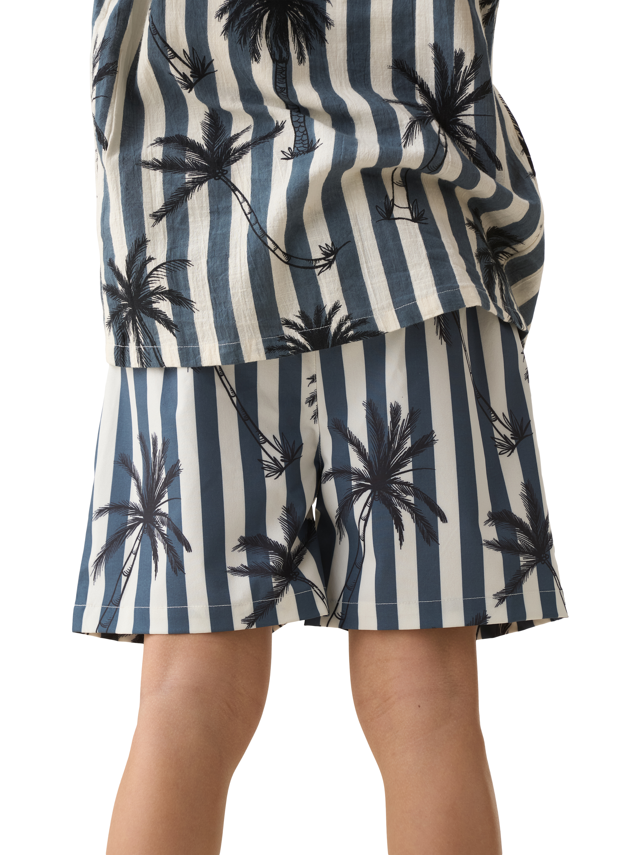 Product image 3 of 6, which shows Angel & Rocket Kids' Palm Print Swim Shorts, Multi, 3 years